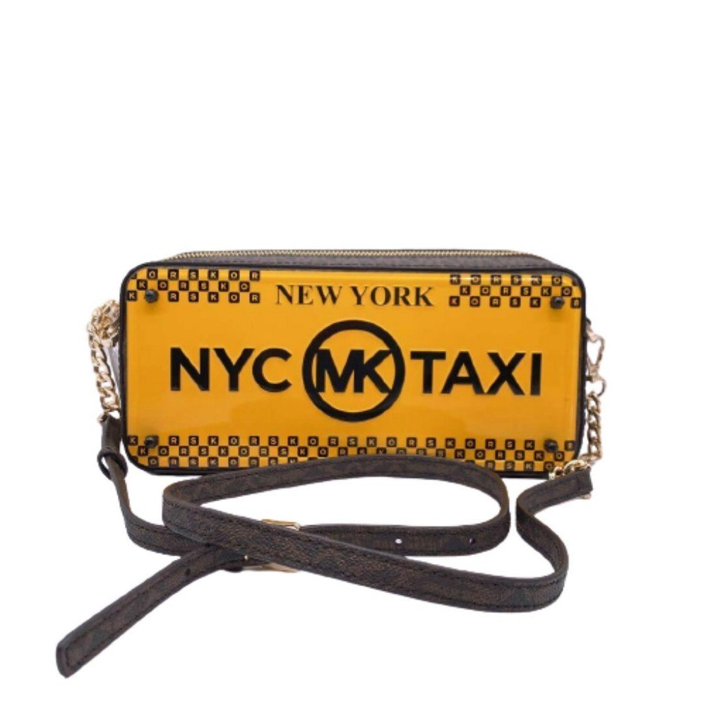 NWT Michael Kors NYC License Plate Box Clutch